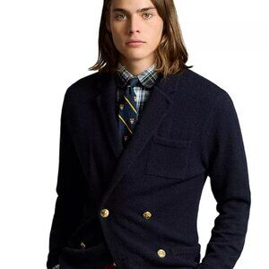 Polo Ralph Lauren Cashmere Blazer Cardigan XL NWT Navy Luxury Double Breasted